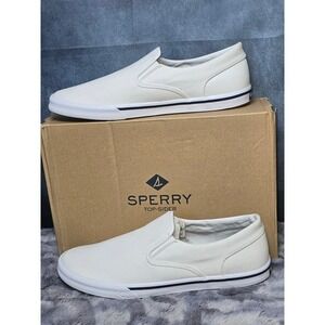 Sperry Striper II S/O SW White Canvas Slip On Sneakers Mens 15 M STS17776